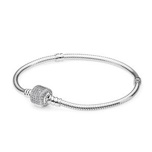 Sterling Silver Pandora Bracelet with Pave Clasp